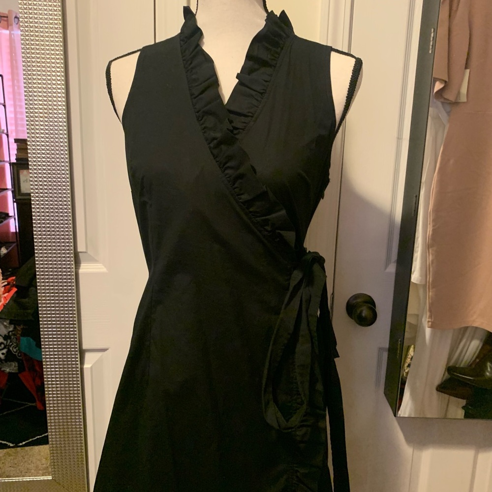 FINAL SALE! Black wrap dress with ruffle collar